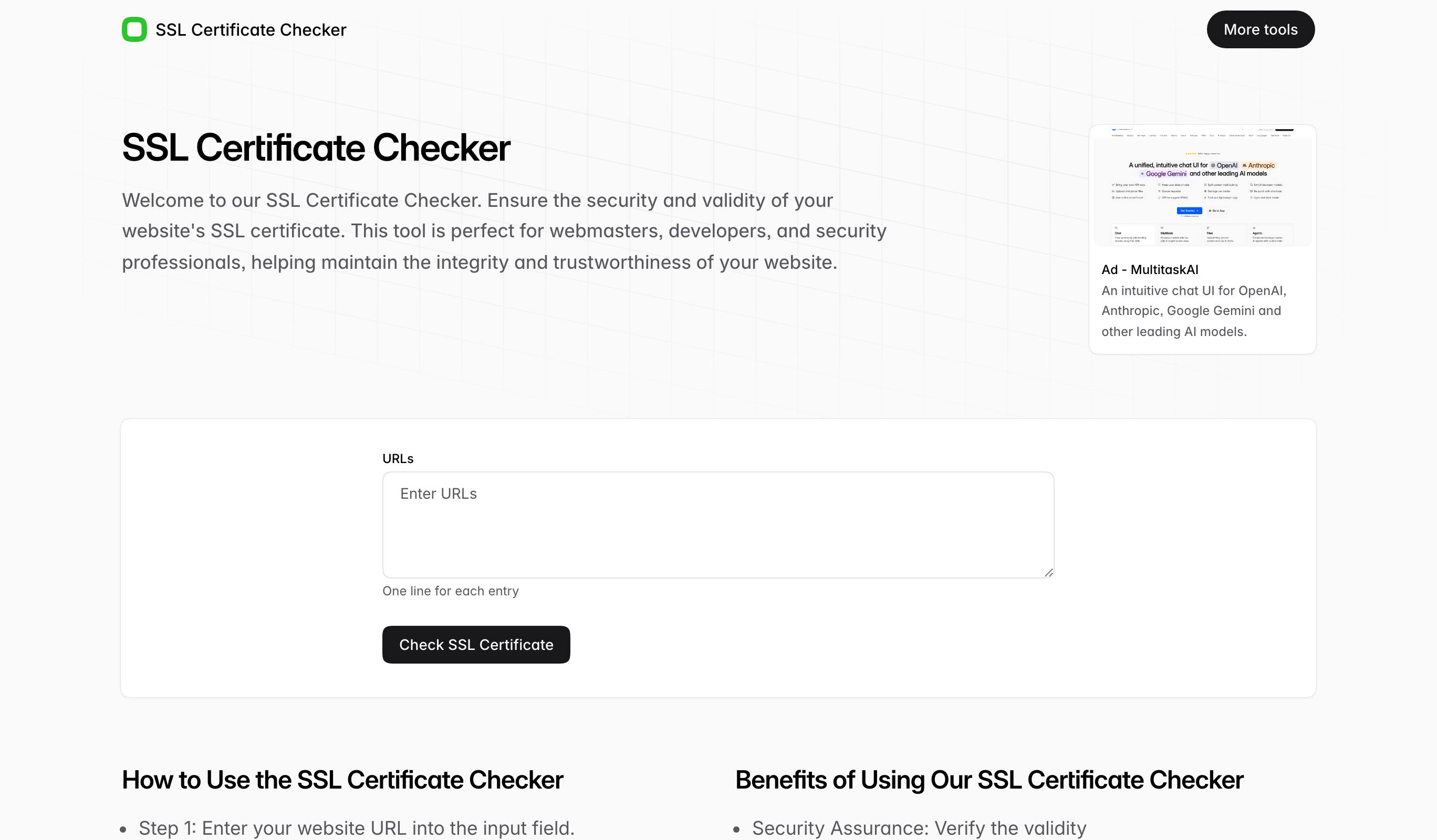 SSL Certificate Checker website preview